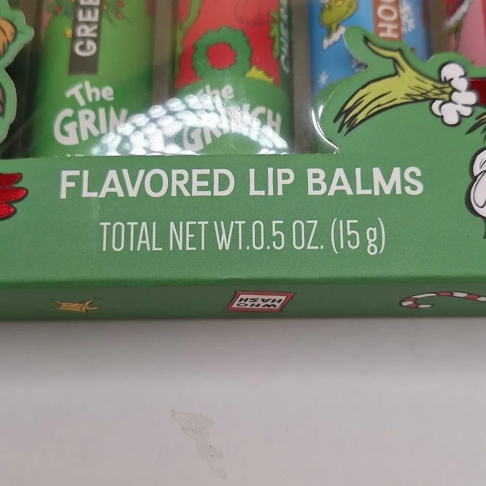The Grinch flavored lip balm 5 pack Christmas theme chapstick